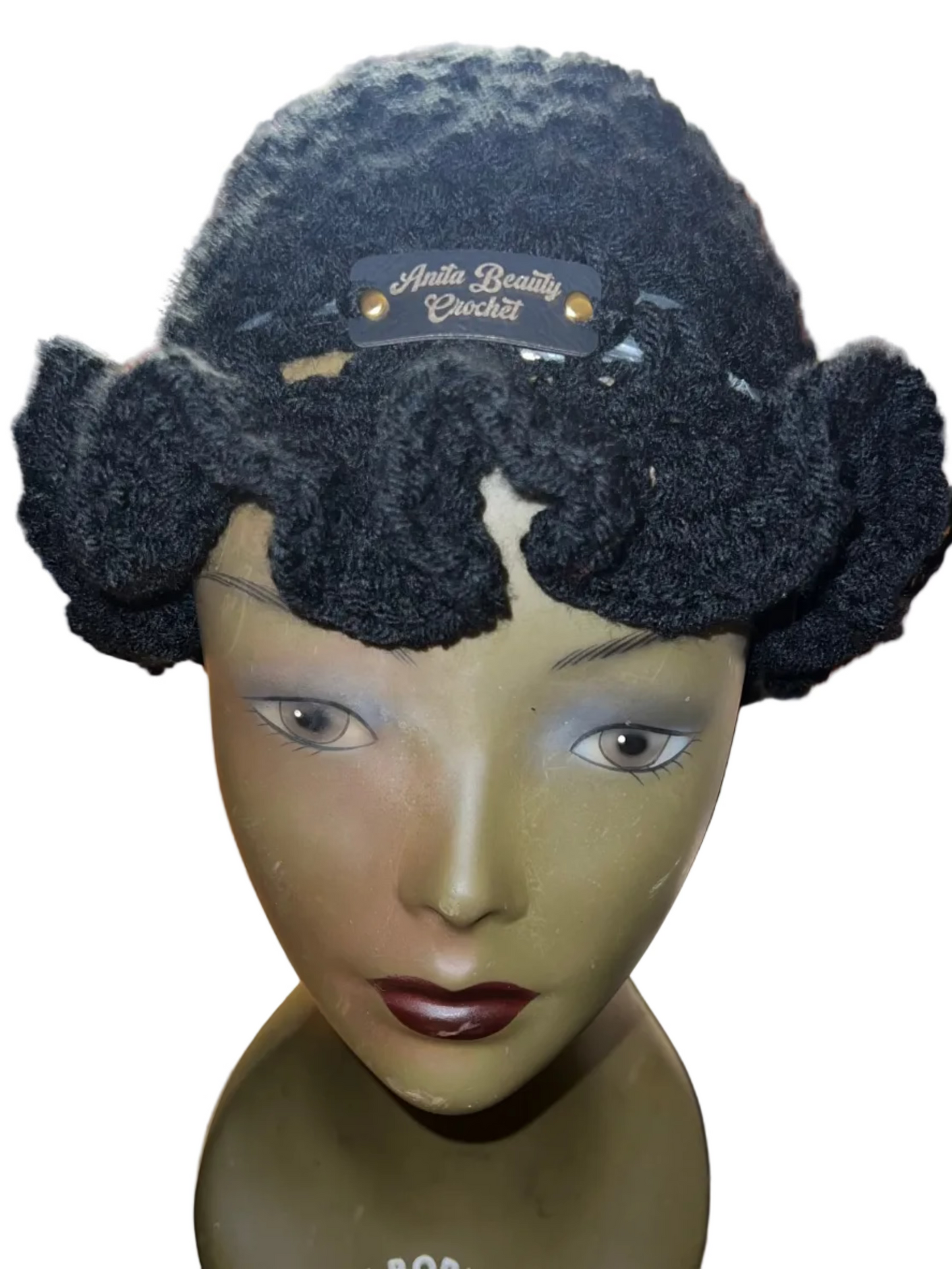 Anita Beauty Handmade Crochet Ruffle Hat (Black)