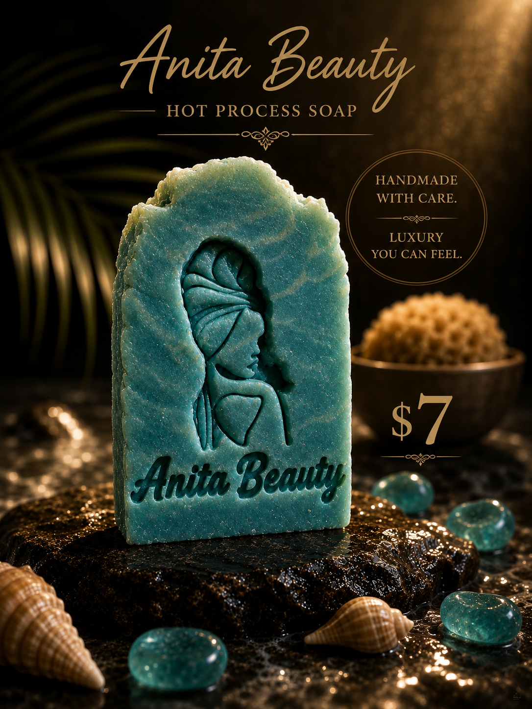 Anita Beauty Handcrafted Beauty Bar, Ocean Blue (6oz)