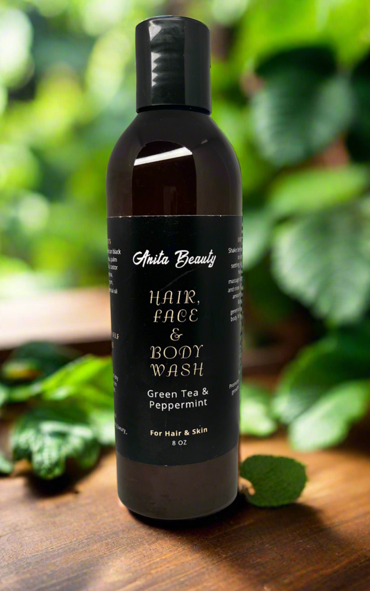 Anita Beauty Hair, Face, & Body Wash, Green Tea & Peppermint (8oz)