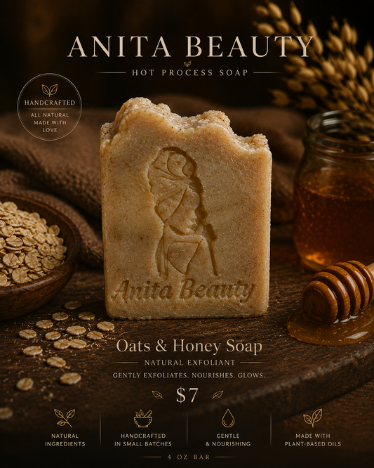 Anita Beauty Handcrafted Beauty Bar, Oatmeal & Honey (6oz)
