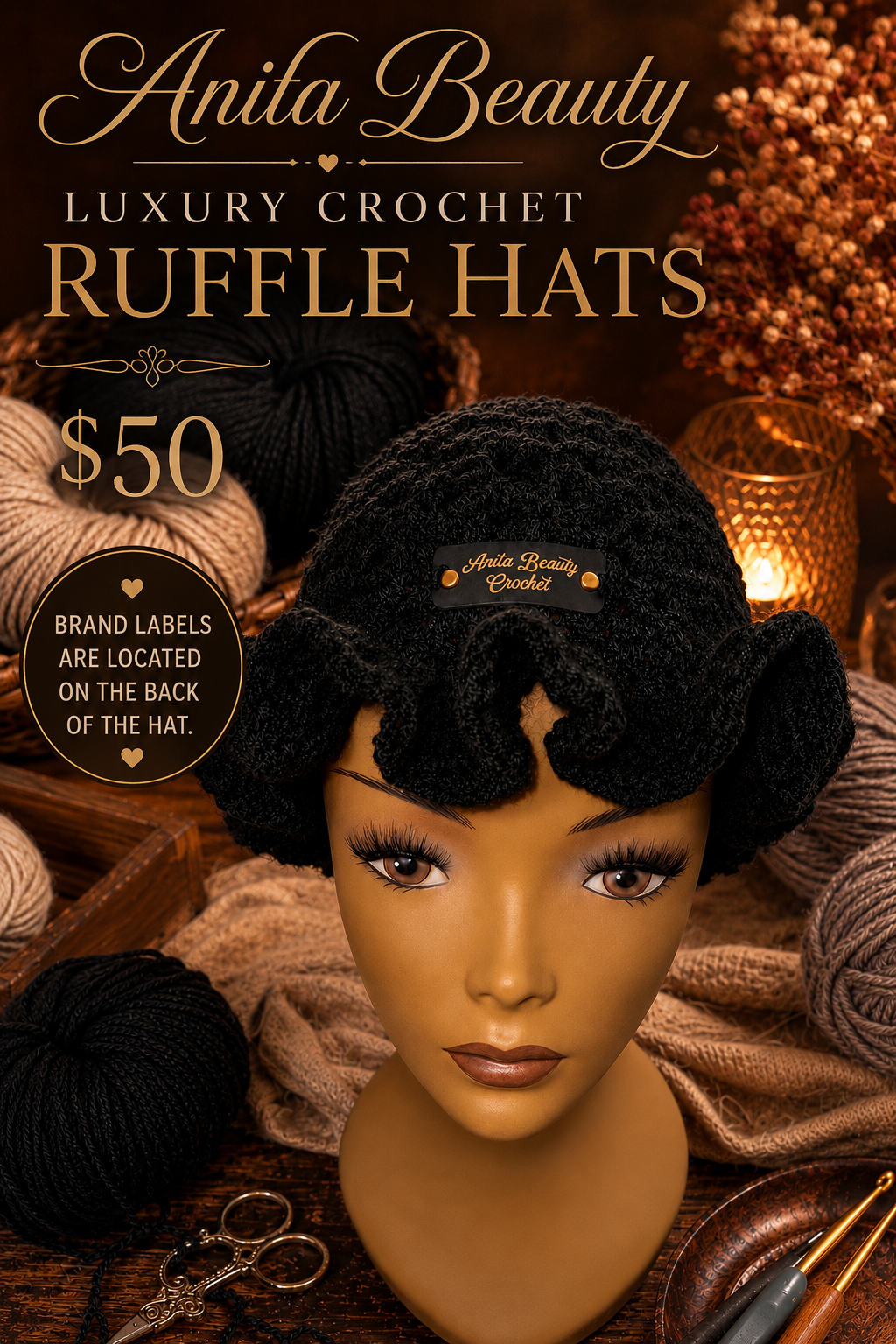 Handmade Crochet Ruffle Hats