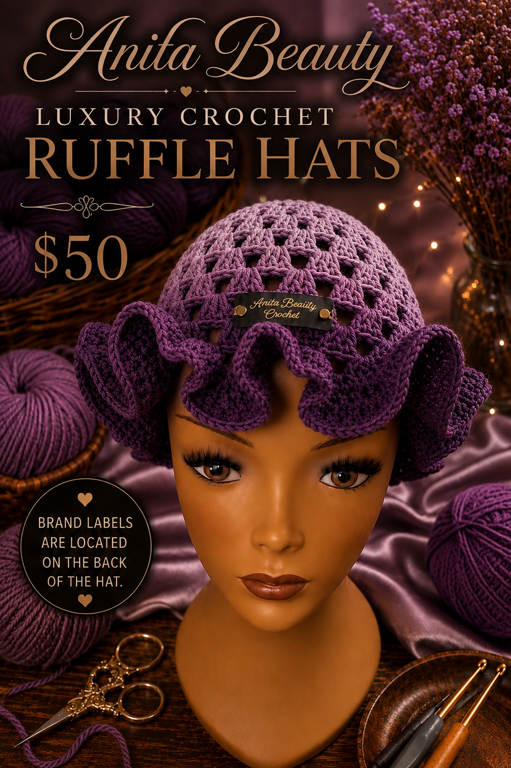 Handmade Crochet Ruffle Hats