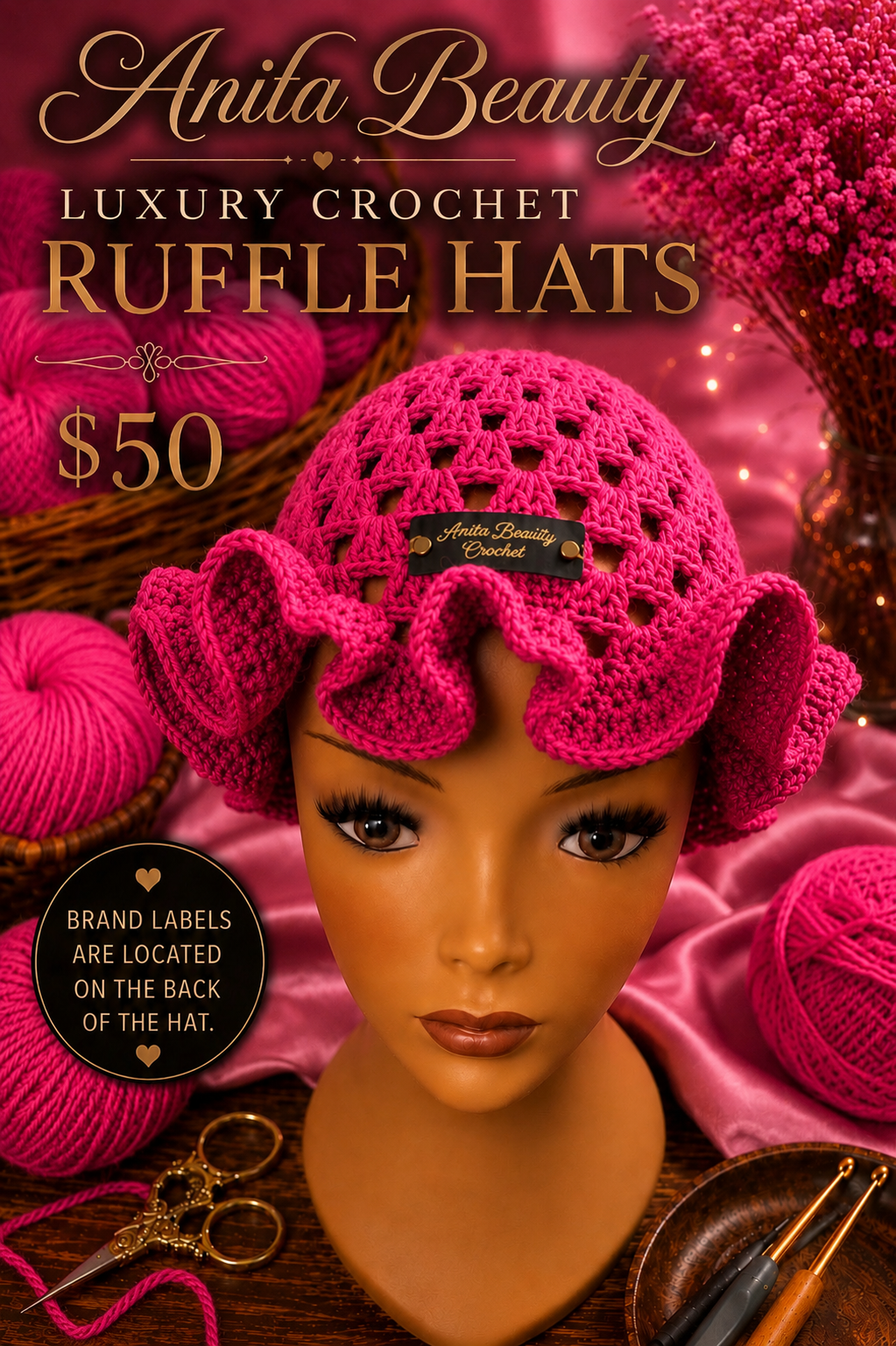 Handmade Crochet Ruffle Hats