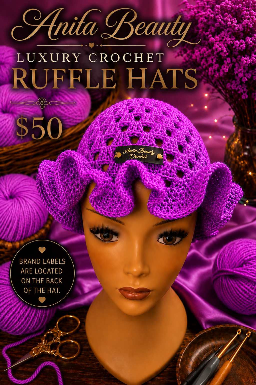 Handmade Crochet Ruffle Hats