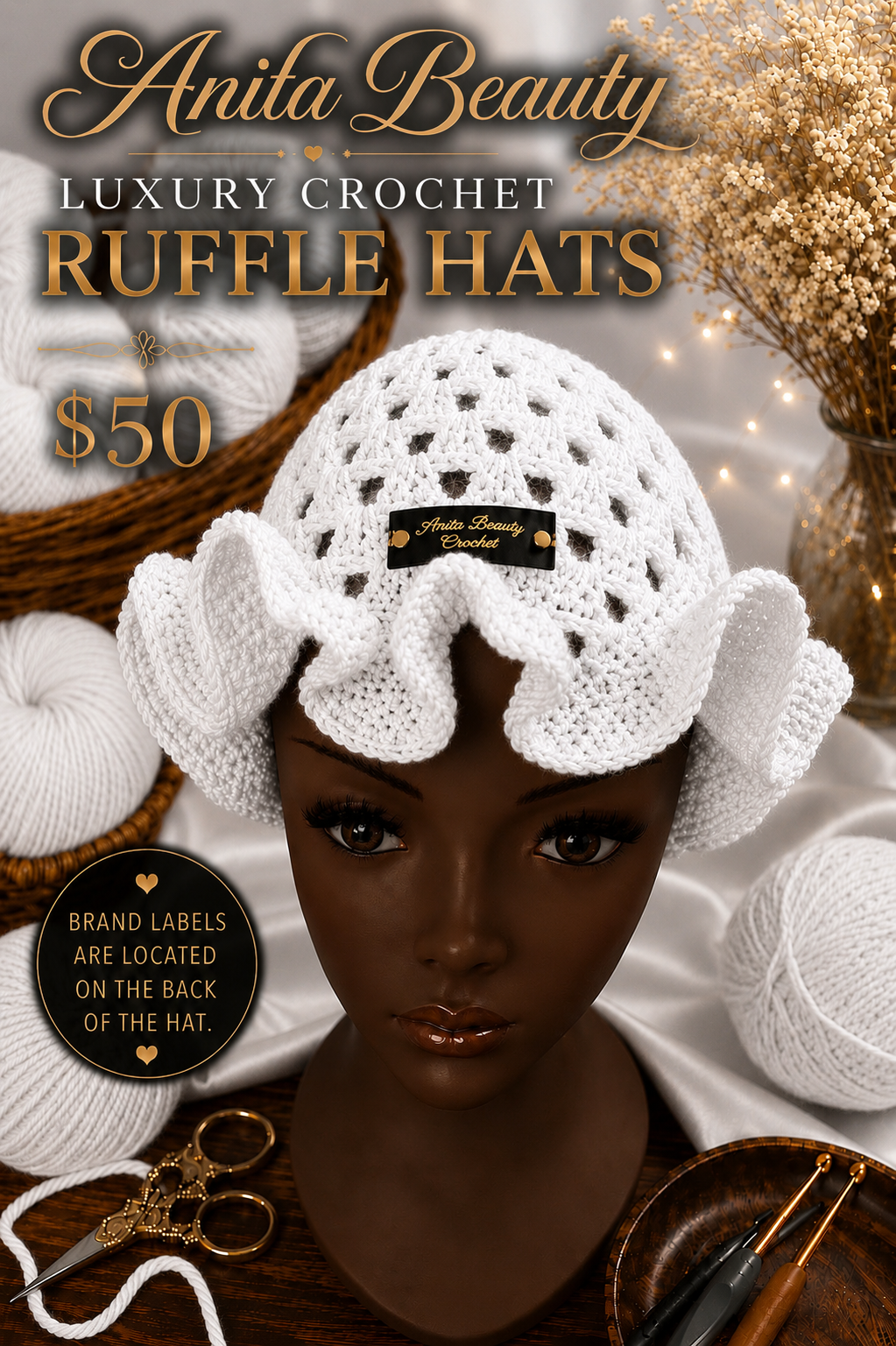 Handmade Crochet Ruffle Hats