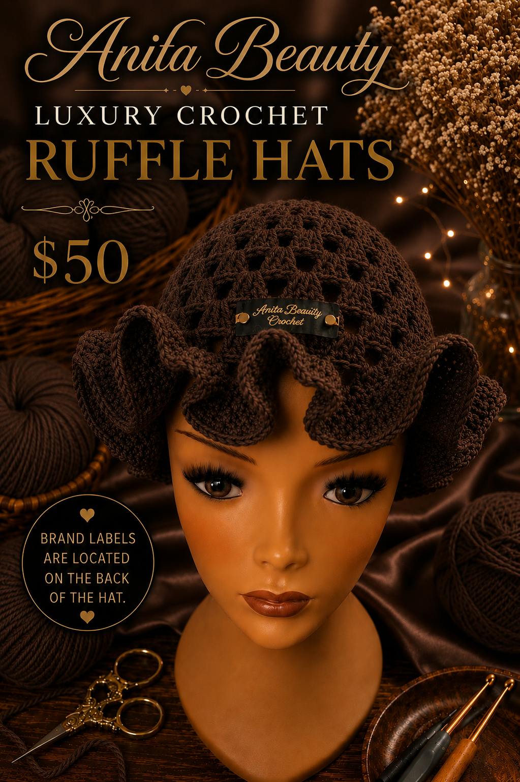 Handmade Crochet Ruffle Hats