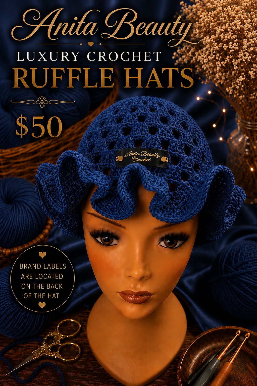 Handmade Crochet Ruffle Hats