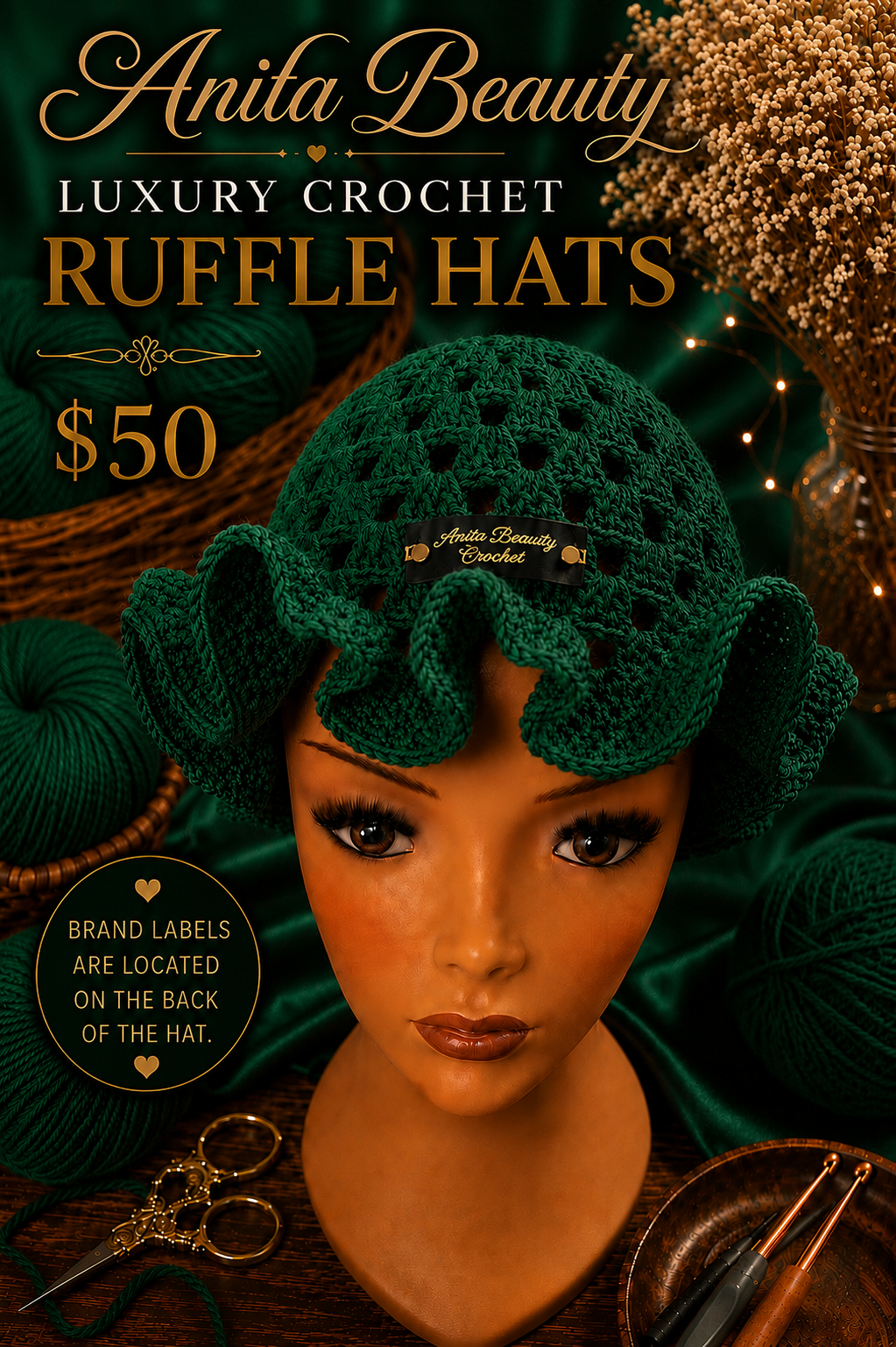 Handmade Crochet Ruffle Hats