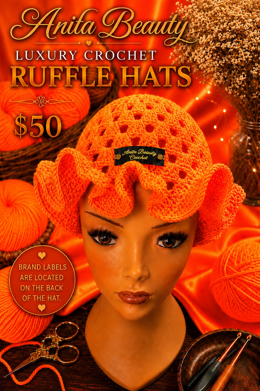 Handmade Crochet Ruffle Hats