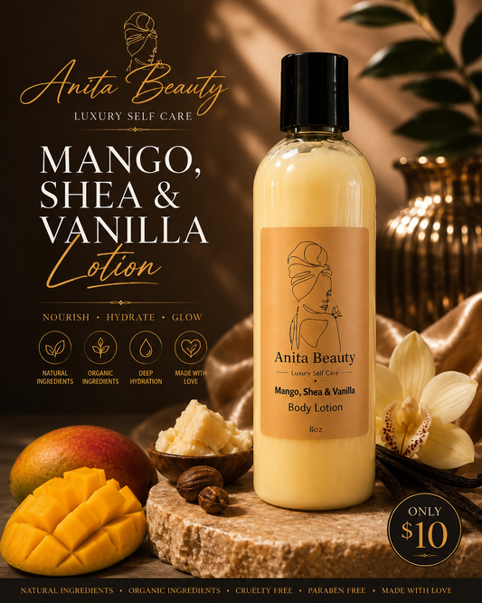 Anita Beauty Body Lotion, Mango,Shea Butter & Vanilla (8oz)