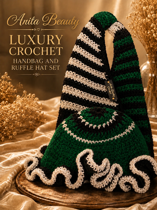 Handmade Crochet Ruffle Hat & Bag Set