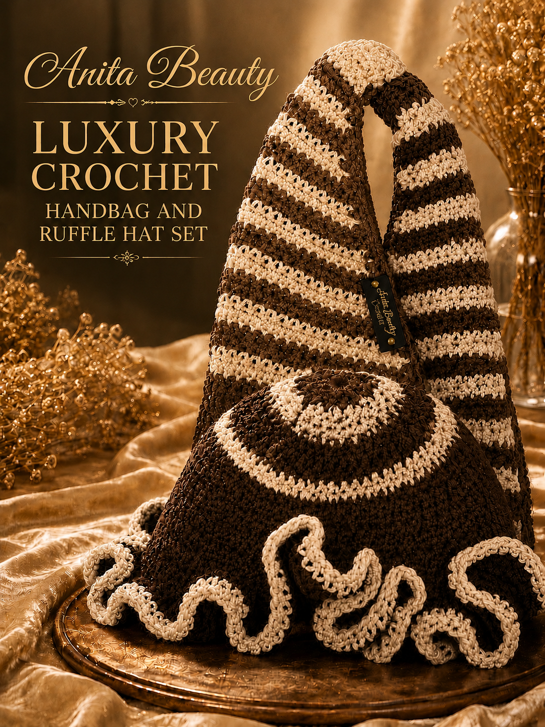 Handmade Crochet Ruffle Hat & Bag Set